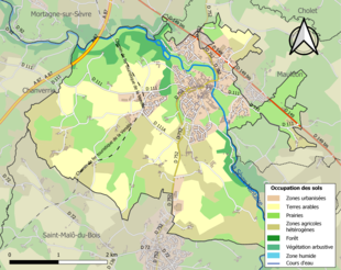 Barevná mapa znázorňující využití půdy.