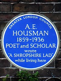 A.E. HOUSMAN 1859-1936 POET and SCHOLAR wrote A SHROPSHIRE LAD while living here.jpg