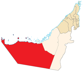 Poloha regionu Al Dhafra v rámci emirátu Abú Zabí