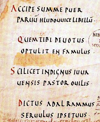 Adalram's dedication in the "Muspilli manuscript" Adalram.jpg