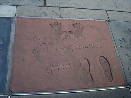 Sandler's handprints and shoeprints in front of Grauman's Chinese Theatre, 2008