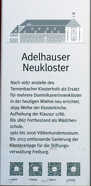 File:Adelhauser Neukloster in Freiburg, seit 2013 Sitz der Stiftungsverwaltung Freiburg, Infotafel.jpg