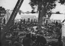 Savage Station, Va. Field hospital after the battle. June 30, 1862
(Gibson, James F., photographer: note the straw hats worn by the wounded.) After Battle of Savage's Station.png