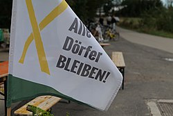 Flag with slogan