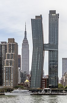 Redevelopment on the site included a pair of residential skyscrapers American Copper Buildings NY1 (cropped).jpg