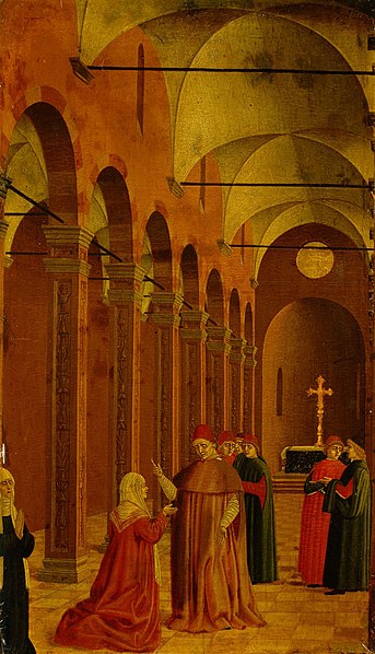 File:Angelo degli Erri - Szene aus dem Leben des Hl. Vinzenz Ferrer, Die Mutter des Heiligen fragt den Bischof von Valencia n - GG 6700 - Kunsthistorisches Museum.jpg