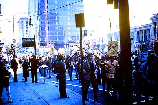 Anti-Vietnam War protest. Vancouver, British Columbia, Canada. 1968.