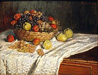 Fruit Basket with Apples and Grapes Apples and Grapes, by Claude Monet.jpg