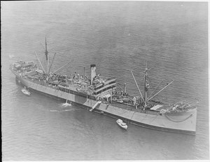 Arctic(AF7), formerly the Yambill. Storeship. Aerial, starboard bow, underway, 05-06-1924 - NARA - 520824