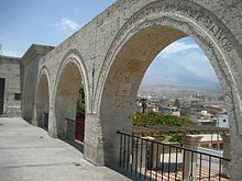 Arches of the "Mirador of Yanahuara" in Arequipa are made of sillar. Arequipa Yanahuara.jpg