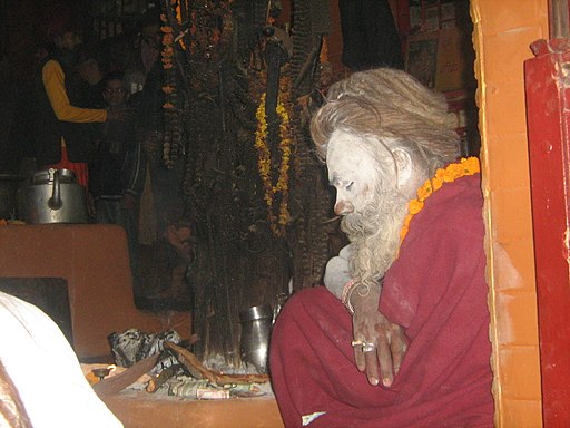 Baba in temple during Sivaratri festival