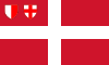 varianta státní vlajky s lidovým křížem a znakem komuny
