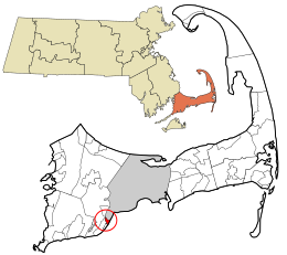 Barnstable County Massachusetts incorporated and unincorporated areas Popponesset Island highlighted.svg