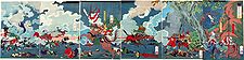 The battle depicted on folding screens