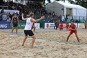 Deutsch: Beachhandball Europameisterschaften 2019 (Beach handball Euro); Tag 6: 7. Juli 2019 – Spiel um Platz Drei, Männer, Ungarn-Russland 2:0 (26:20, 23:22) English: Beach handball Euro; Day 6: 7 July 2019 – Men's Bronze Medal Match – Hungary-Russia 2:0 (26:20, 23:22)