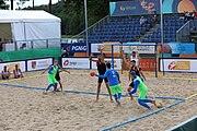 Deutsch: Beachhandball Europameisterschaften 2019 (Beach handball Euro); Tag 3: 4. Juli 2019 – Männer, Platzierungsrunde Gruppe III, Slowenien-Türkei 0:2 (18:18, 22:23) English: Beach handball Euro; Day 3: 4 July 2019 – Men Consolation Round Group III – Slovenia-Turkey 0:2 (18:18, 22:23)