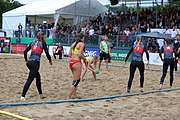 Deutsch: Beachhandball Europameisterschaften 2019 (Beach handball Euro); Tag 5: 6. Juli 2019 – Frauen, Platzierungsspiel für die Ränge 9–12, Deutschland-Polen 2:1 (22:23, 19:16, 7:6) English: Beach handball Euro; Day 5: 6 July 2019 – Placement Match/Cross Match for rank 9–12 Women – Germany-Poland 2:1 (22:23, 19:16, 7:6)