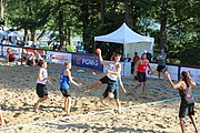 Deutsch: Beachhandball Europameisterschaften 2019 (Beach handball Euro); Tag 4: 5. Juli 2019 – Männer, Viertelfinale, Dänemark-Frankreich 2:0 (19:14, 12:10) English: Beach handball Euro; Day 4: 5 July 2019 – Quarter Final Men – Denmark-France 2:0 (19:14, 12:10)