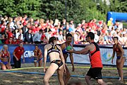 Deutsch: Beachhandball Europameisterschaften 2019 (Beach handball Euro); Tag 4: 5. Juli 2019 – Frauen, Viertelfinale, Spanien-Ungarn 1:2 (14:16, 26:16, 2:5) English: Beach handball Euro; Day 4: 5 July 2019 – Quarter Final Women – Spain-Hungary 1:2 (14:16, 26:16, 2:5)