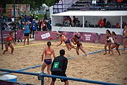 Deutsch: Beachhandball bei den Olympischen Jugendspielen 2018; Tag 5, 10. November 2018; Mädchen, Hauptrunde - Chinese Taipei (Taiwan)-Niederlande 1:2 English: Beach handball at the 2018 Summer Youth Olympics at 11 October 2018 – Girls Main Round – Chinese Taipei (Taiwan)-Netherlands 1:2