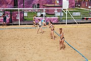 Deutsch: Beachhandball bei den Olympischen Jugendspielen 2018; Tag 3, 9. Oktober 2018; Mädchen, Vorrunde, Gruppe A - Kroatien-Ungarn 0:2 English: Beach handball at the 2018 Summer Youth Olympics at 9 October 2018 – Girls Preliminary Round Group A‎ – Croatia-Hungary 0:2