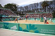 Deutsch: Beachvolleyball bei den Olympischen Jugendspielen 2018; Tag 11, 17. Oktober 2018; Jungen,Finale – Niederlande (Matthew Immers/Yorick de Groot)-Schweden (David Åhman/Jonatan Hellvig) 0:2 (20–22/15–21) English: Beach volleyball at the 2018 Summer Youth Olympics at 17 October 2018 – Final – Netherlands (Matthew Immers/Yorick de Groot)-Sweden (David Åhman/Jonatan Hellvig) 0:2 (20–22/15–21)