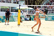 Deutsch: Beachvolleyball bei den Olympischen Jugendspielen 2018; Tag 9, 15. Oktober 2018; Mädchen, Viertelfinale: Puerto Rico-Russland 0–2 (12–21/10–21) English: Beach volleyball at the 2018 Summer Youth Olympics at 15 October 2018 – Girls Quarterfinals: Puerto Rico-Russia 0–2 (12–21/10–21)