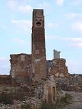 La arruinada Torre del Reloj en Belchite