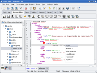 <span class="mw-page-title-main">Bluefish (software)</span> Text editor