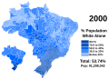 Distribution of white people in Brazil, according to 2000 census data.