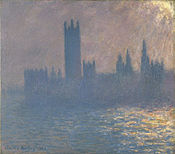 Casas do Parlamento Efeito da luz solar (Le Parlement effet de soleil) – Claude Monet