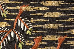 Detail of silk (kanako shibori) with embroidery, Japan, 17th century