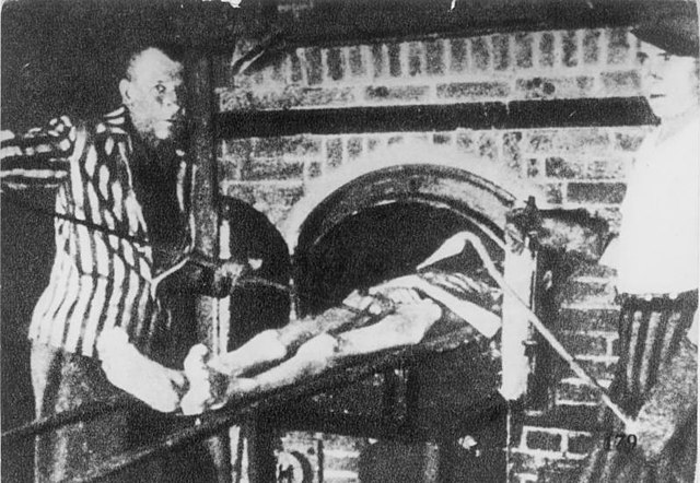 Crematorium at Dachau, May 1945 (photo taken after liberation)