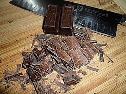 חיתוך השוקולד לחתיכות קטנות