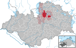 Elhelyezkedése Ludwigslust-Parchim járás térképén