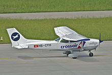 Die Cessna 172 der Motorfluggruppe Zürich mit dem Crossair-Logo