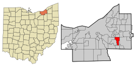 Cuyahoga County Ohio incorporated and unincorporated areas Bedford Heights highlighted.svg
