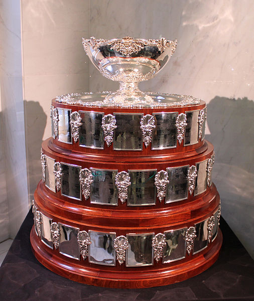 Davis Cup trophy displayed in the Český rozhlas headquarters, Prague-Vinohrady, 2012