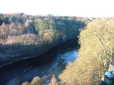 Western abutment of the dismantled railway bridge across the River Tees Dismantled Railway Pecknall Wood - geograph.org.uk - 10169.jpg