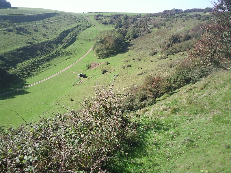 File:Dry valley near Swingsfield Radio Station - geograph.org.uk - 2115890.jpg