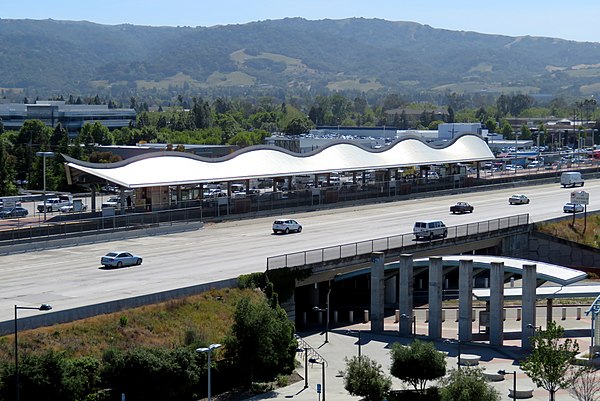 Dublin/Pleasanton station viewed from the parking garage in 2018