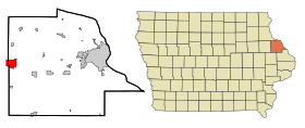 Dubuque County Iowa Incorporated and Unincorporated areas Dyersville Highlighted.svg