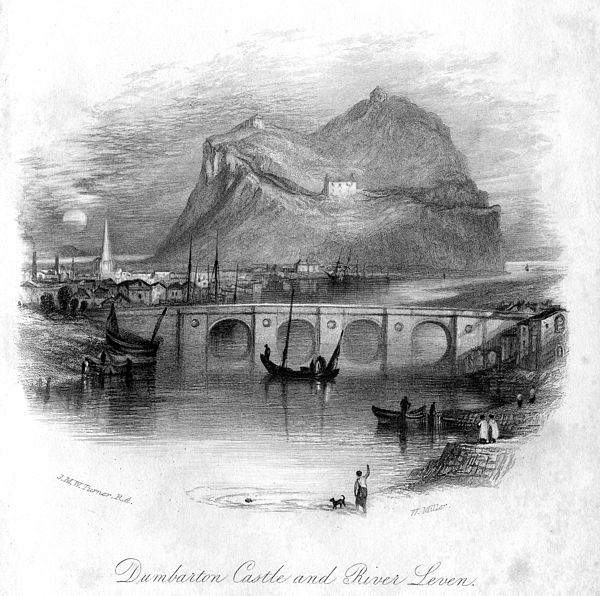 Dumbarton Castle, 1836 engraving by William Miller after J. M. W. Turner