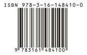 Un código de barras ISBN-13 representado según el European Article Number (ISBN 978-3-16-148410-0)