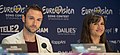 English: Måns Zelmerlöw & Petra Mede at a press conference during the Eurovision Song Contest 2016. (Help translate this text)