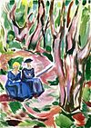 Edvard Munch - Dwie kobiety w lesie w Ekely (1920-23) .jpg