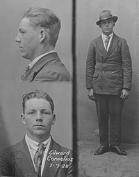 Tasmanian police identification photographs of Edward Cornelius (July 1928). Edward Cornelius Tas prisoner photos July 1928.jpg