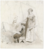 Van Dyck Receives a Drawing Lesson from his Mother, c. 1843, Fondation Custodia, Collection Frits Lugt, Paris