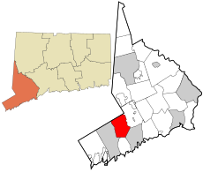 Fairfield County Connecticut incorporated and unincorporated areas New Canaan highlighted.svg