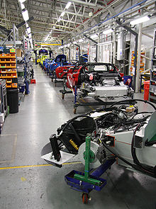 Lotus Cars assembly line as of 2008 Final assembly 3.jpg